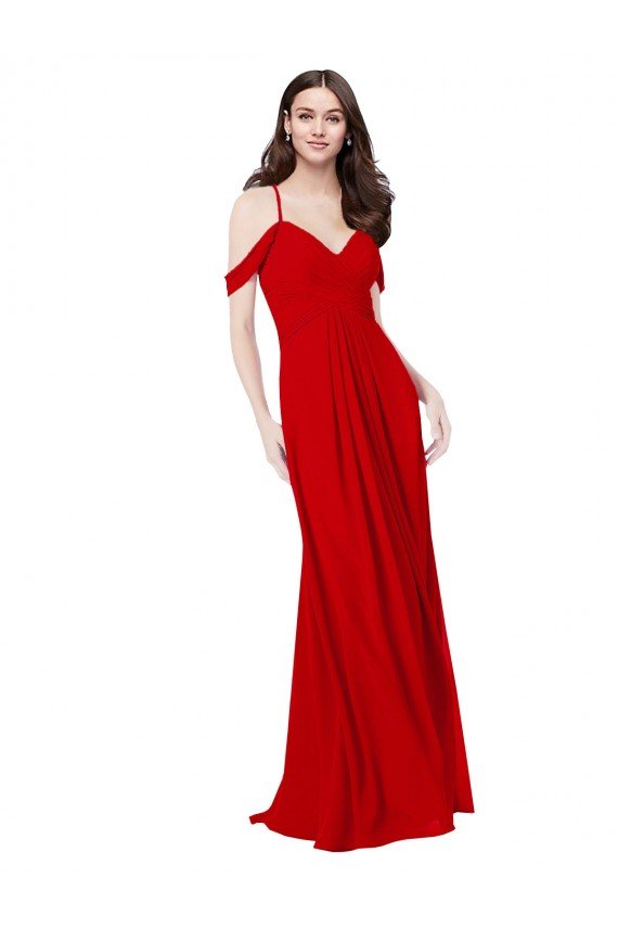 Cheapest Cold Shoulder Chiffon Bridesmaid Dress UK