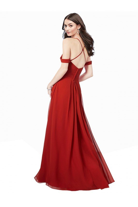 Cheapest Cold Shoulder Chiffon Bridesmaid Dress UK