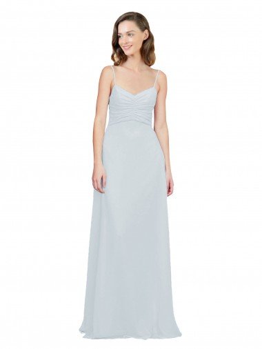 Cheapest Slim A-Line Chiffon Bridesmaid Dress with Spaghetti Strap Gathered Bodice UK