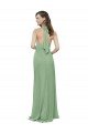 Cheapest High Collar Halter Neck Chiffon Bridesmaid Dress with Long Back Tie UK