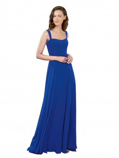 Cheapest Square Neck A-Line Long Floor Length Chiffon Bridesmaid Dress UK