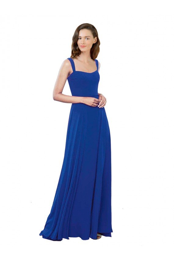 Cheapest Square Neck A-Line Long Floor Length Chiffon Bridesmaid Dress UK