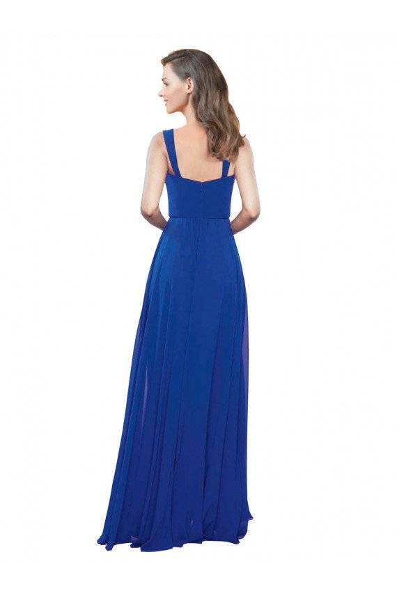 Cheapest Square Neck A-Line Long Floor Length Chiffon Bridesmaid Dress UK