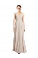 Cheapest Long V-Neck Chiffon Bridesmaids Dress with Double Straps UK