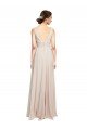Cheapest Long V-Neck Chiffon Bridesmaids Dress with Double Straps UK