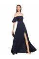 Cheapest Off the Shoulder Floaty Sleeves Chiffon Bridesmaid Dress / Prom Dress with High Slit UK