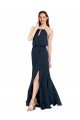 Cheapest Grecian Style Halter Chiffon Bridesmaid Dress with Keyhole and Slit UK