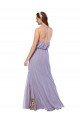 Cheapest Grecian Style Halter Chiffon Bridesmaid Dress with Keyhole and Slit UK