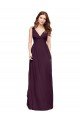 Cheapest Plunging V-Neckline Long Chiffon Bridesmaid Dress with Deep V-Back UK