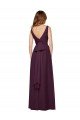 Cheapest Plunging V-Neckline Long Chiffon Bridesmaid Dress with Deep V-Back UK