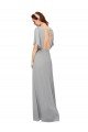 Cheapest V-Neck Long Chiffon Bridesmaid Dress with Dolman Sleeved Bodice and Slit UK