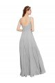 Cheapest Squre Necked Long Chiffon Bridesmaid Dress with Front Slit UK
