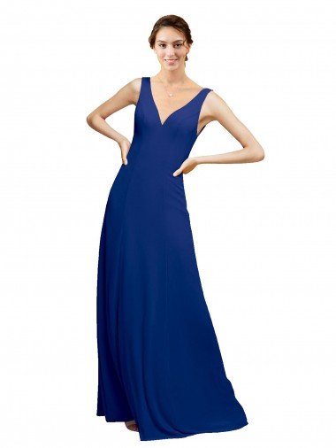 Cheapest V-Neck Sheath Chiffon Bridesmaid Dress with V-Back UK