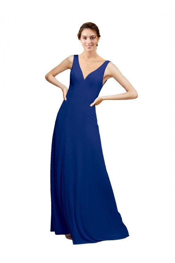 Cheapest V-Neck Sheath Chiffon Bridesmaid Dress with V-Back UK