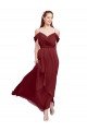 Cheapest Grecian Inspired Draped Off the Shoulder Long Chiffon Bridesmaid Dress UK