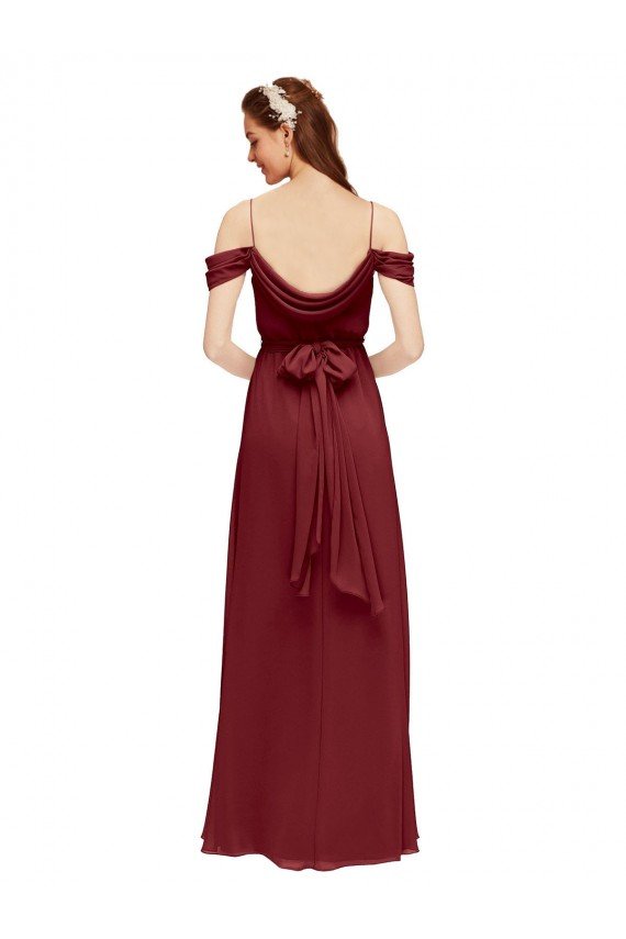 Cheapest Grecian Inspired Draped Off the Shoulder Long Chiffon Bridesmaid Dress UK