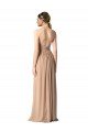 Cheapest Halter V-Neck A-Line Chiffon Bridesmaid Dress with Shirred Skirt UK