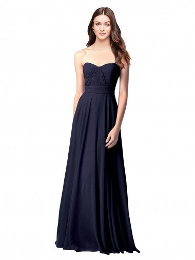 Cheapest Luxe Chiffon Bridesmaid Dress with Sweetheart Neckline and Shirred Bodice UK