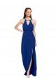 Cheapest High Keyhole Neck Long Chiffon Bridesmaid Dress with Slit UK