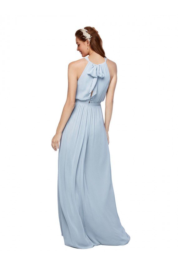 Cheapest High Keyhole Neck Long Chiffon Bridesmaid Dress with Slit UK