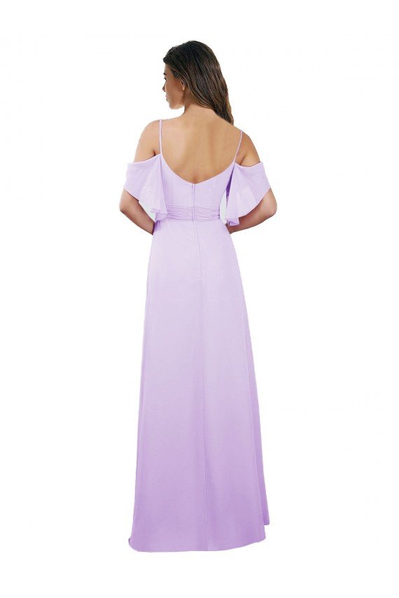 Cheapest Chiffon Bridesmaid Dress with Draped Sweetheart Bodice and Off The Shoulder Flounces UK