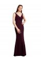 Cheapest Floor Length Fluted Chiffon Dress with Draped Bodice and V-Neckline UK