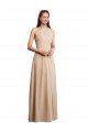 Cheapest Draped Halter Neck Long Chiffon Bridesmaid Dress with Tie Back UK
