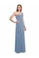 Cheapest Single Shoulder Strap Long Chiffon Bridesmaid Dress with Cascading Ruffles UK