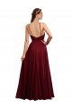 Cheapest Long A-Line Halter Neck Chiffon Bridesmaid Dress with Draped Bodice UK