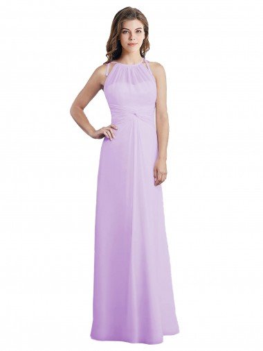 Cheapest Sweetheart Long Chiffon Bridesmaid Dress with Halter Straps UK