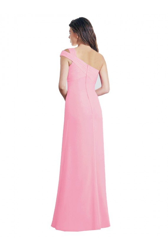 Cheapest Single Shoulder Chiffon Bridesmaid Dress with Draped Bodice UK