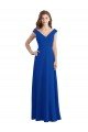 Cheapest Draped Shoulder V-Neck Long Chiffon Bridesmaid Dress UK