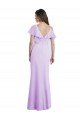 Cheapest Ruffled Neckline Cold Shoulder Long Chiffon Bridesmaid Dress UK