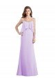 Cheapest Scoop Neck Long Chiffon Bridesmaid Dress with Cross Over Neckline Flounce UK