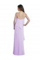 Cheapest Scoop Neck Long Chiffon Bridesmaid Dress with Cross Over Neckline Flounce UK