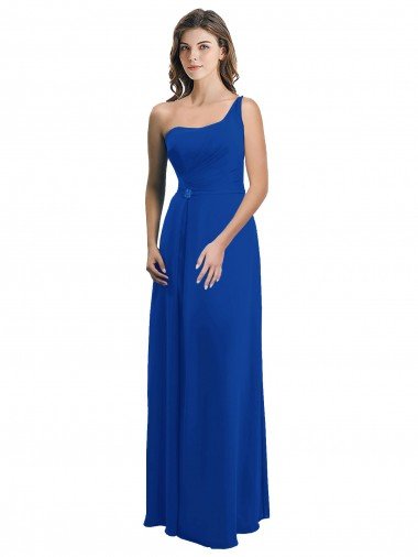 Cheapest One Shoulder A-Line Chiffon Bridesmaid Dress with Pleated Bodice UK