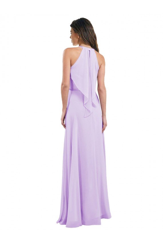 Cheapest Halter Chiffon A-Line Bridesmaid Dress with Flounce Back UK