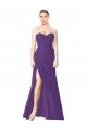 Cheapest Strapless Chiffon Bridesmaid Dress with Pleated Wrap Bodice and Side Slit UK