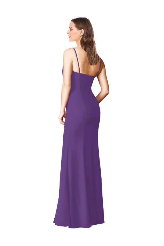 Cheapest Strapless Chiffon Bridesmaid Dress with Pleated Wrap Bodice and Side Slit UK