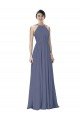 Cheapest Halter Neck Ruched Bodice Chiffon Bridesmaid Dress UK