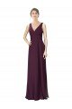Cheapest Long Chiffon Bridesmaid Dress with Ruched Criss Cross V-Neck Bodice UK