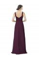Cheapest Long Chiffon Bridesmaid Dress with Ruched Criss Cross V-Neck Bodice UK