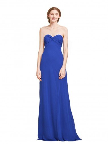 Cheapest Sweetheart Neckline Chiffon Ruched Bodice Tie Back Bridesmaid Dress UK
