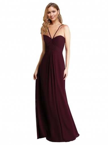 Cheapest Long Chiffon Bridesmaid Dress with Sweetheart Neckline UK