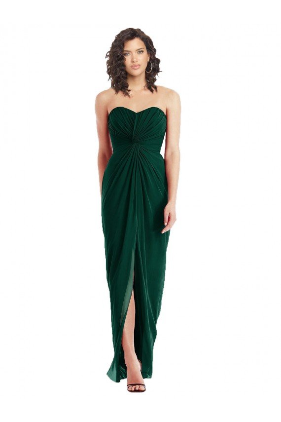 Cheapest Twist Front Draped Chiffon Bridesmaid Dress with Slit UK