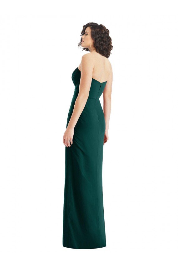 Cheapest Twist Front Draped Chiffon Bridesmaid Dress with Slit UK