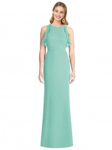 Cheapest Jewel Neck Mermaid Open Back Chiffon Bridesmaid Dress UK