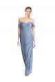 Cheapest Full Length Draped Off the Shoulder Maxi Bridesmaid Dress with Shirred Streamer UK