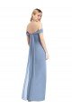 Cheapest Full Length Draped Off the Shoulder Maxi Bridesmaid Dress with Shirred Streamer UK