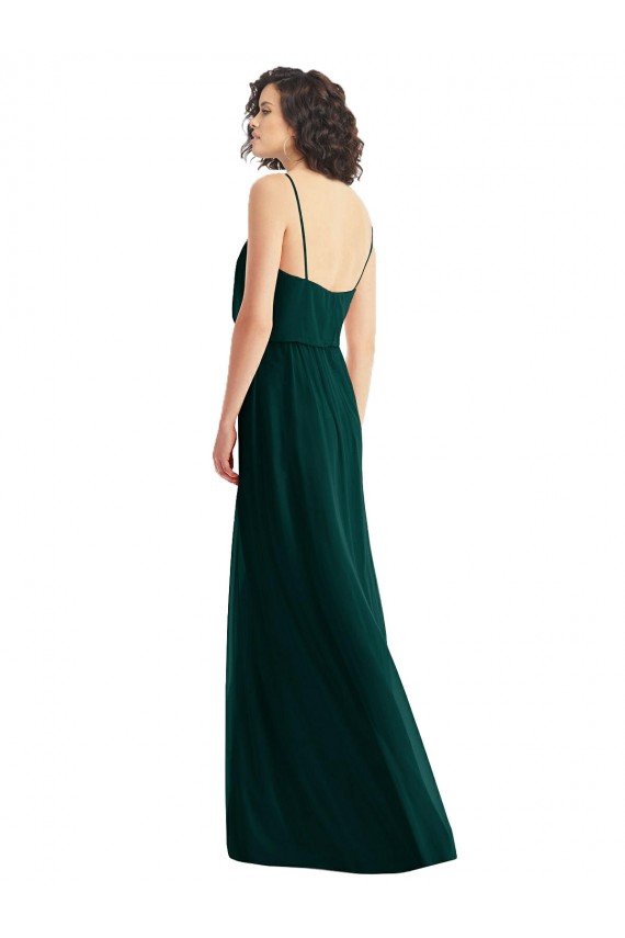 Cheapest V-Neck Blouson Bodice Chiffon Maxi Bridesmaid Dress UK